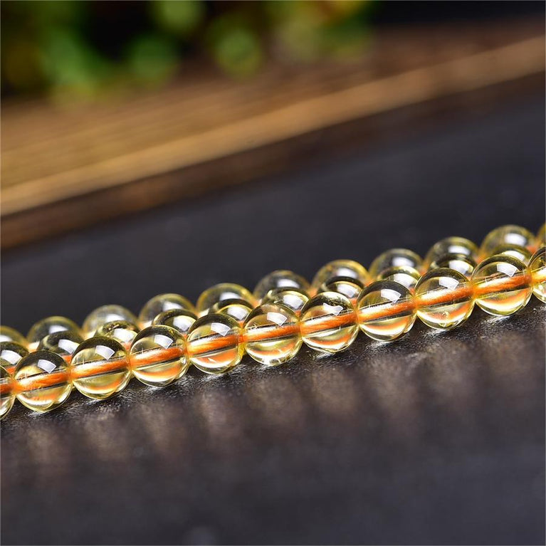 Natural Citrine Round Beads Strands Loose Beads Jewelry DIY Bracelets