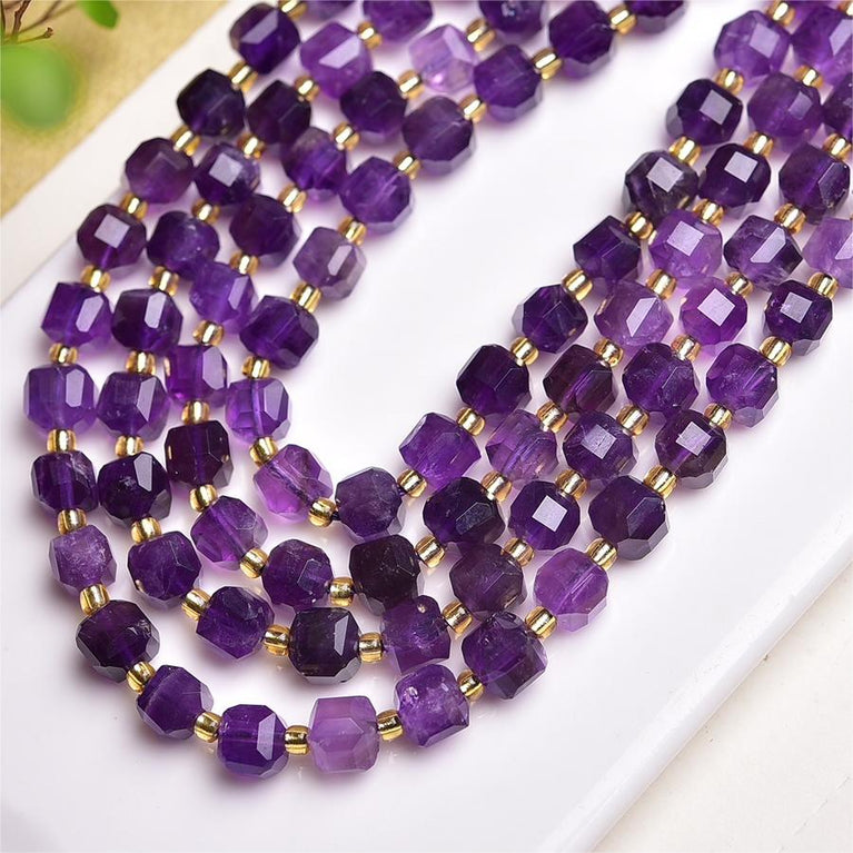 Natural Light Faceted Cube Beads Strands Loose Beads Jewelry DIY Bracelets