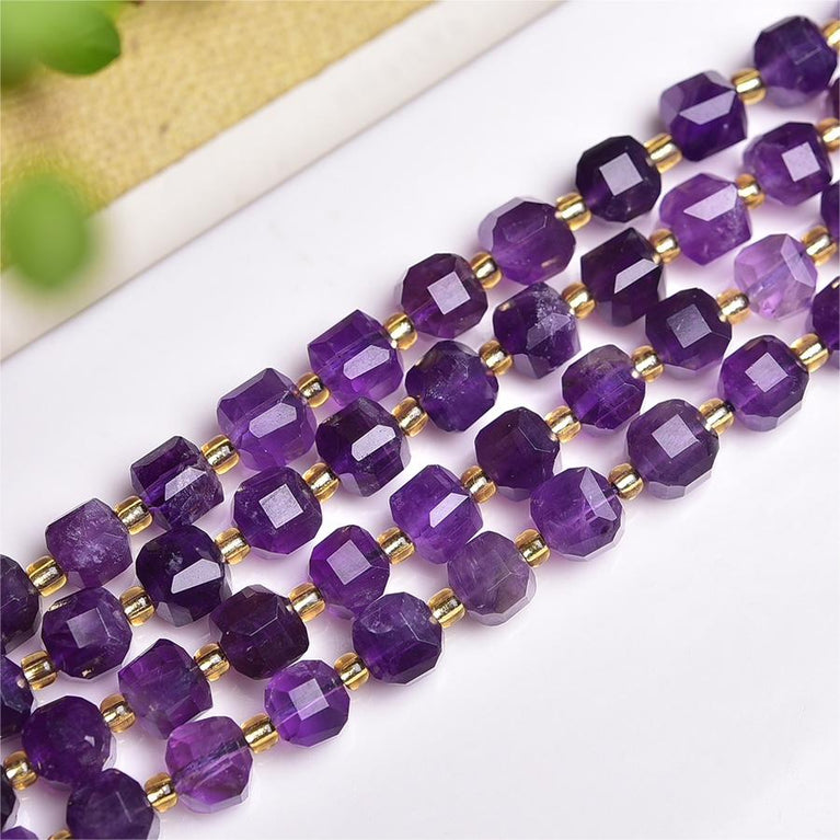 Natural Light Faceted Cube Beads Strands Loose Beads Jewelry DIY Bracelets