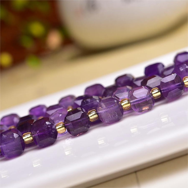 Natural Light Faceted Cube Beads Strands Loose Beads Jewelry DIY Bracelets