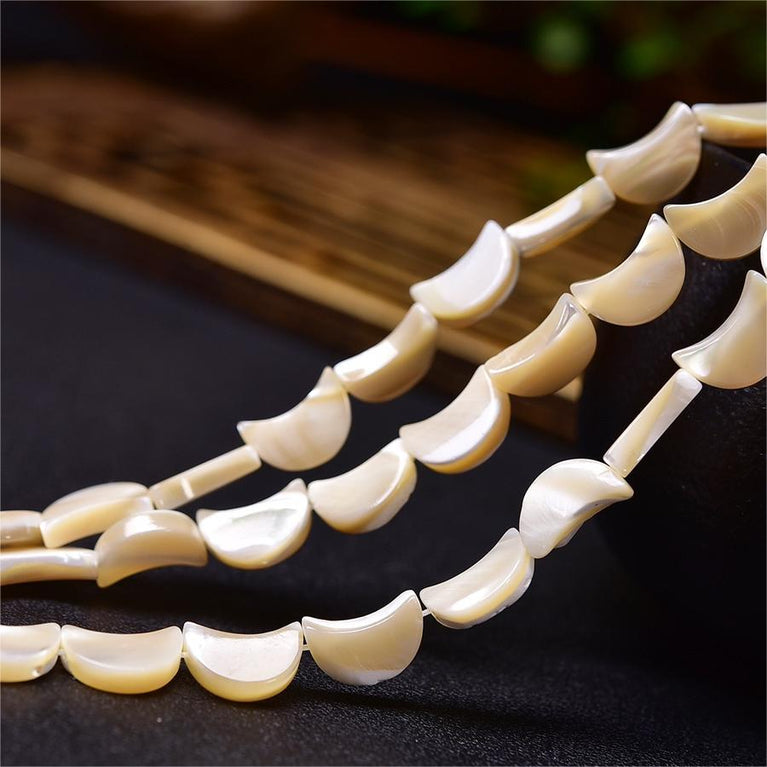 Natural Shell Moon Beads Strands Loose Beads Jewelry DIY Bracelets