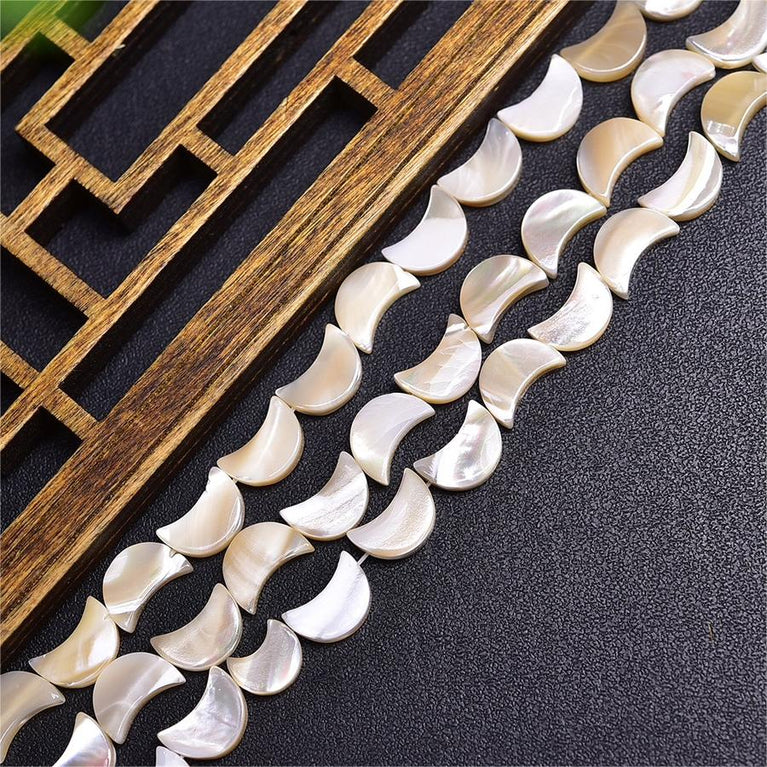 Natural Shell Moon Beads Strands Loose Beads Jewelry DIY Bracelets