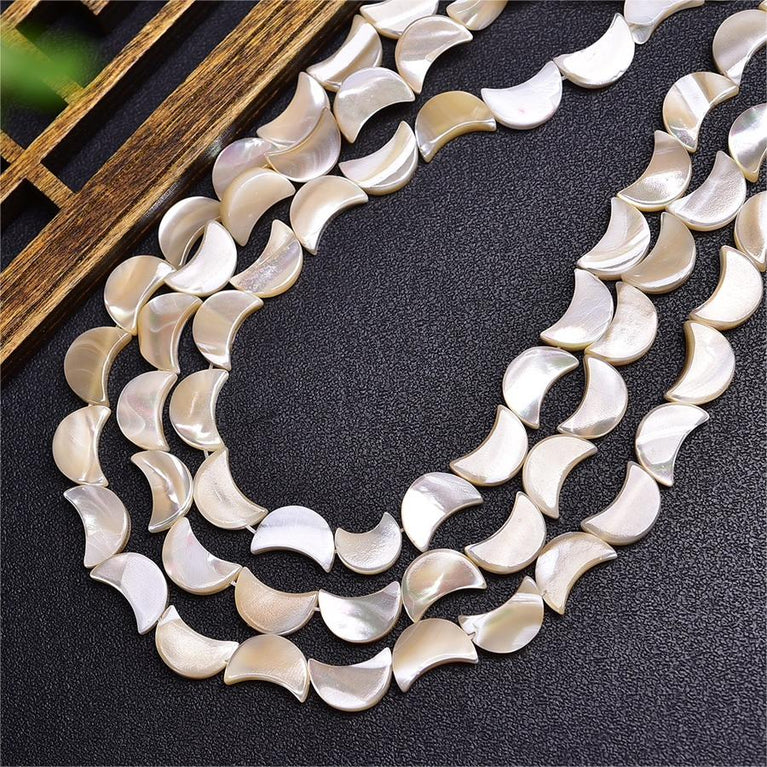 Natural Shell Moon Beads Strands Loose Beads Jewelry DIY Bracelets