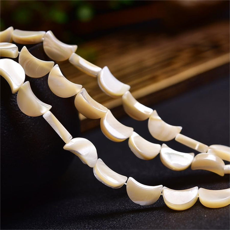 Natural Shell Moon Beads Strands Loose Beads Jewelry DIY Bracelets