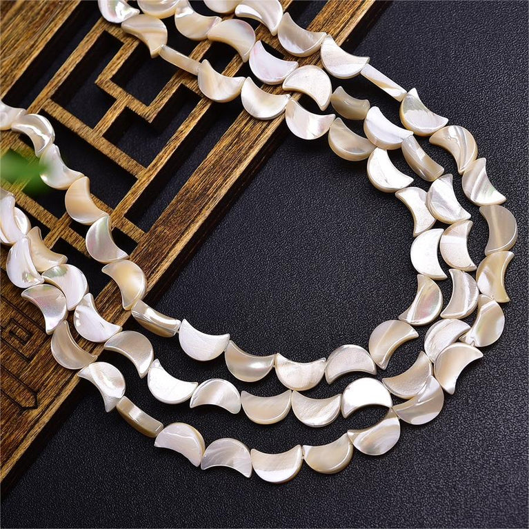 Natural Shell Moon Beads Strands Loose Beads Jewelry DIY Bracelets