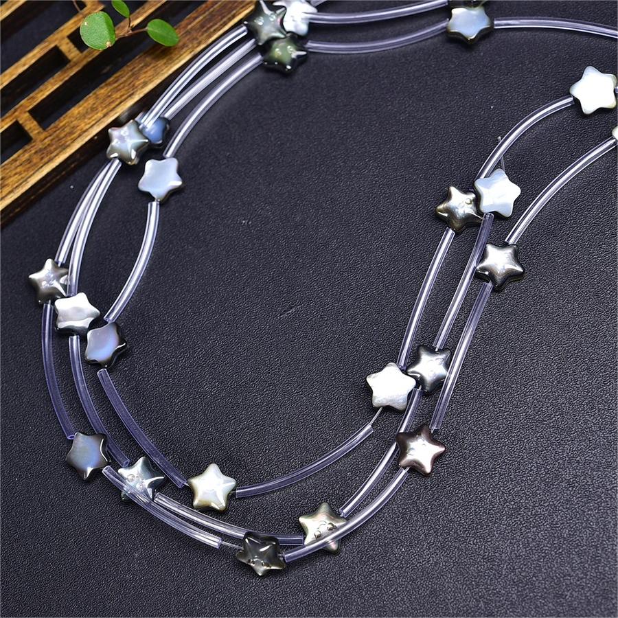 Natural Black Shell Star Beads Strands Loose Beads Jewelry DIY Bracelets