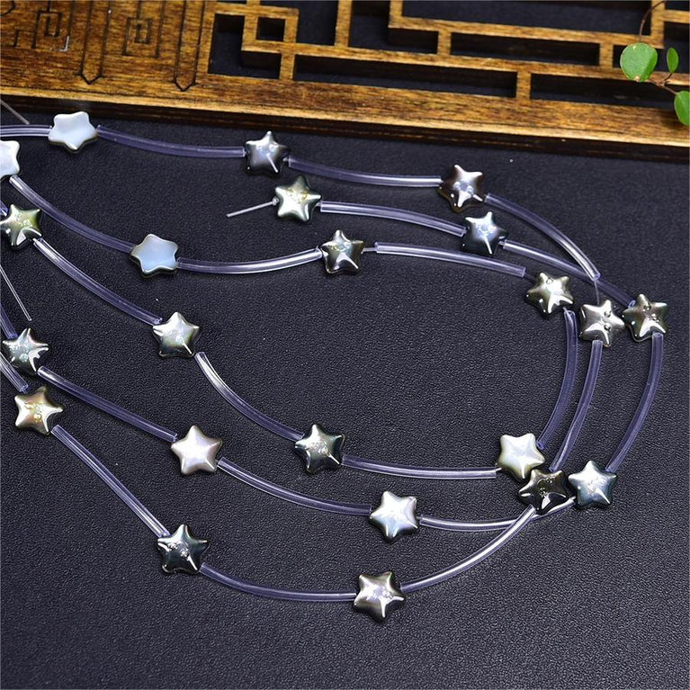 Natural Black Shell Star Beads Strands Loose Beads Jewelry DIY Bracelets