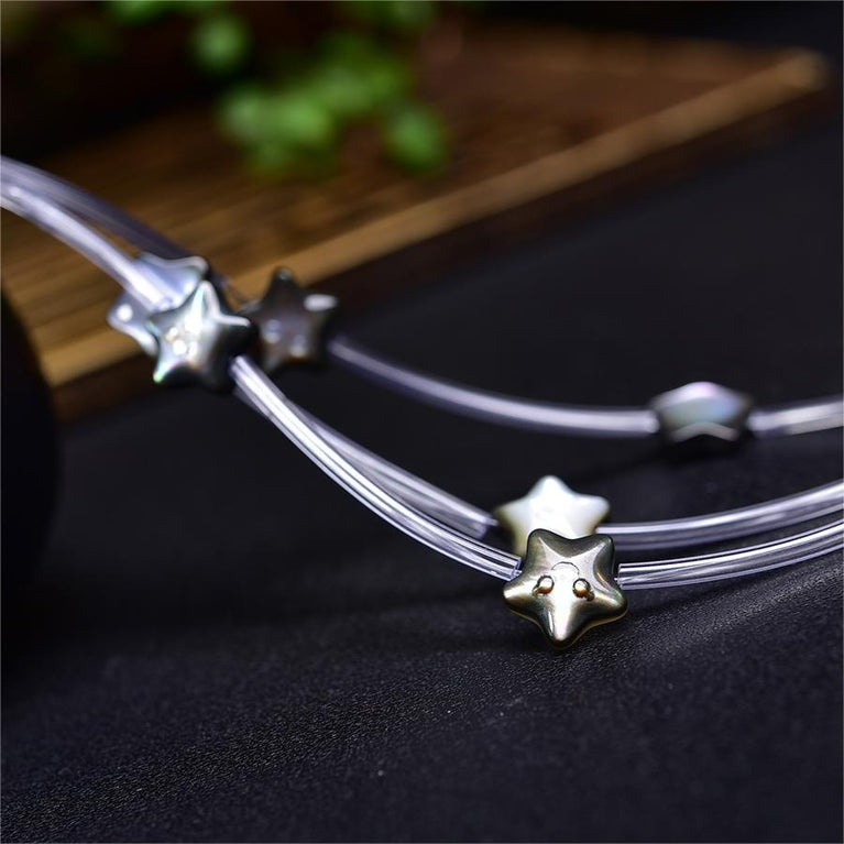 Natural Black Shell Star Beads Strands Loose Beads Jewelry DIY Bracelets