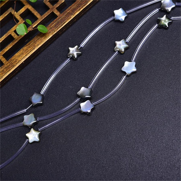 Natural Black Shell Star Beads Strands Loose Beads Jewelry DIY Bracelets