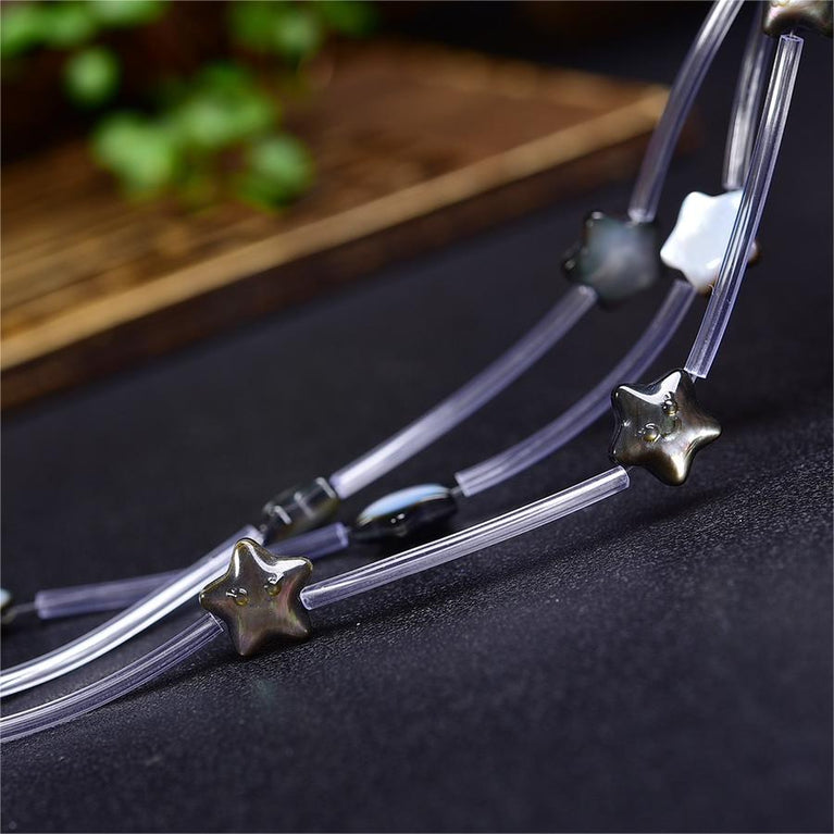 Natural Black Shell Star Beads Strands Loose Beads Jewelry DIY Bracelets