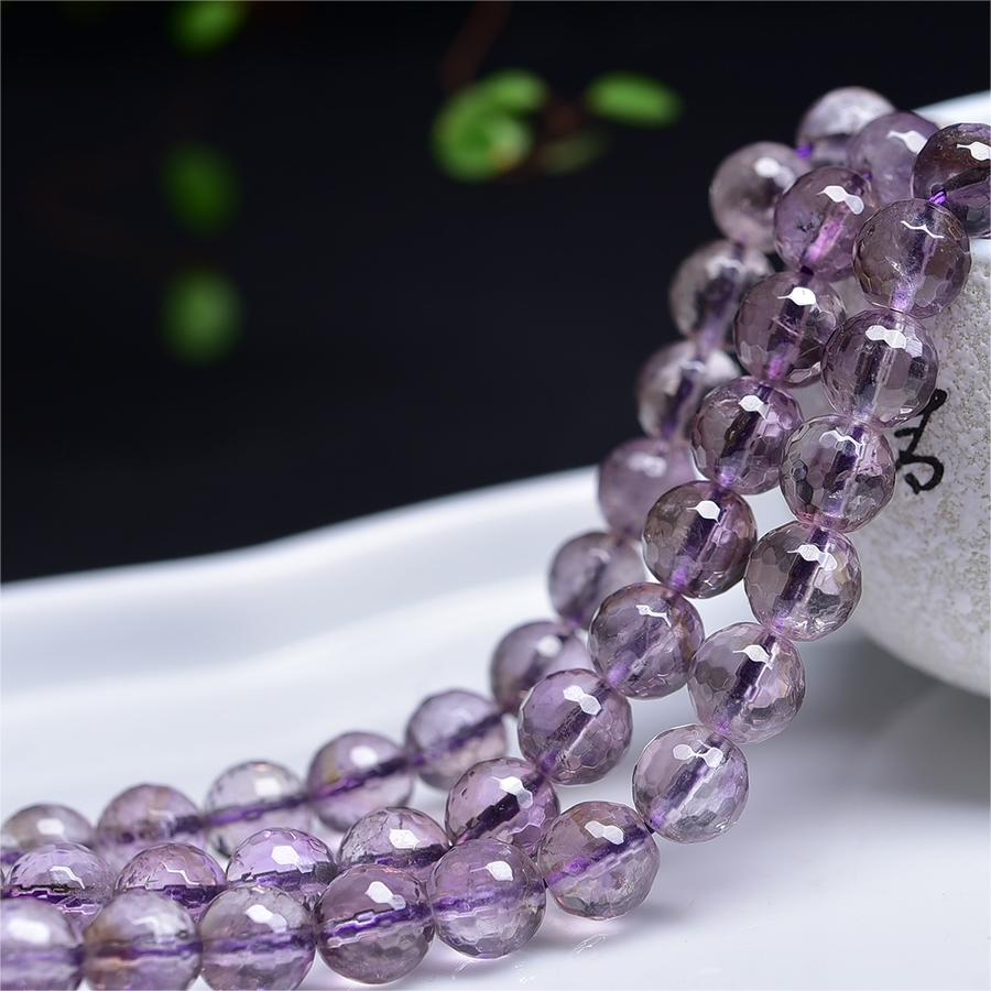 Natural Light Amethyst Faceted Round Beads Strands Loose Beads Jewelry DIY Bracelets