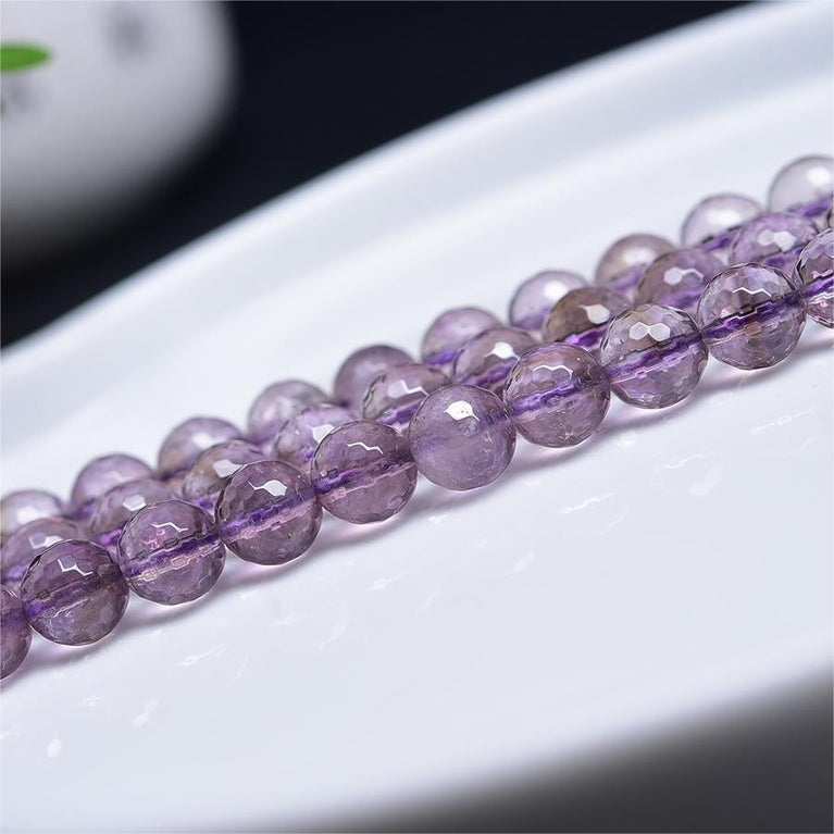 Natural Light Amethyst Faceted Round Beads Strands Loose Beads Jewelry DIY Bracelets