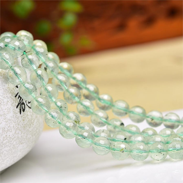 Natural Prehnite Faceted Beads Strands Loose Beads Jewelry DIY Bracelets