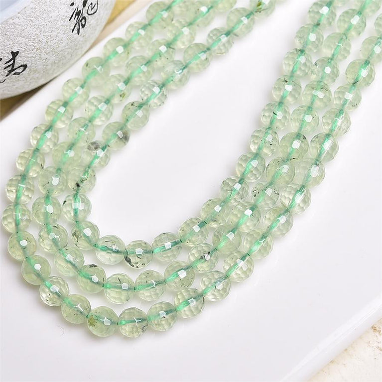 Natural Prehnite Faceted Beads Strands Loose Beads Jewelry DIY Bracelets