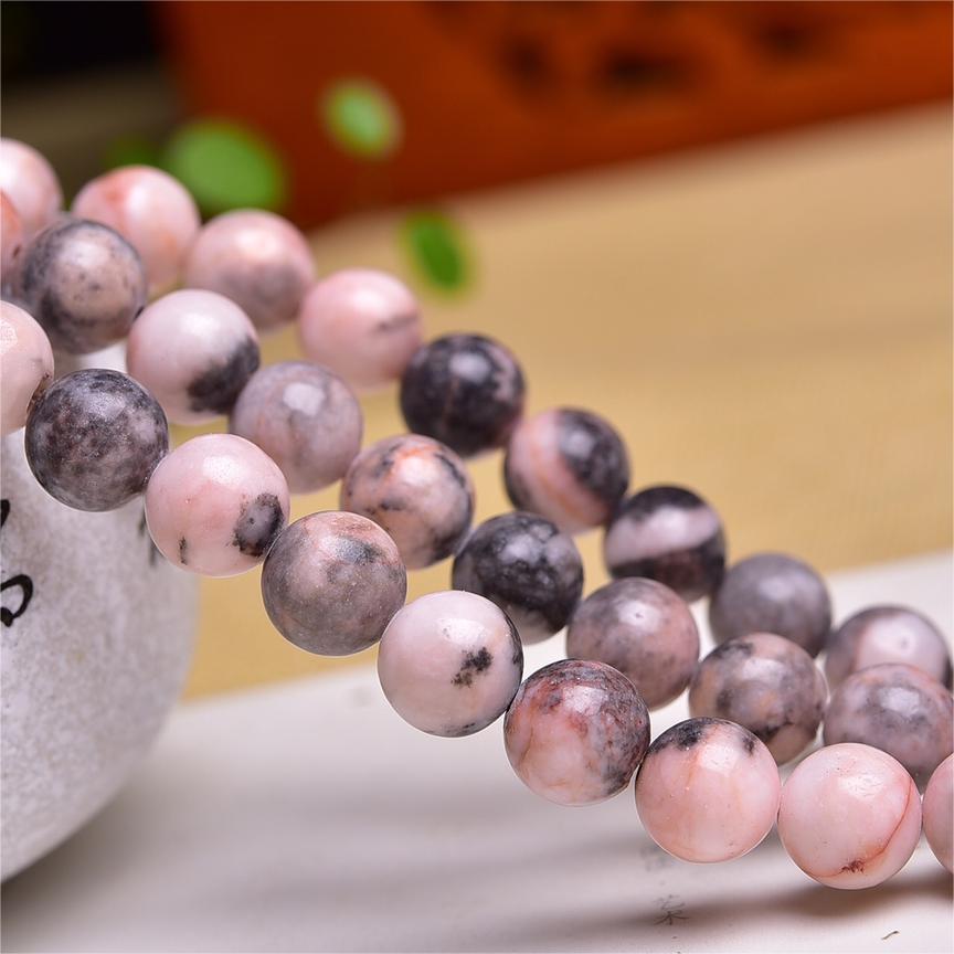 Natural Pink Zebra Round Beads Strands Loose Beads Jewelry DIY Bracelets