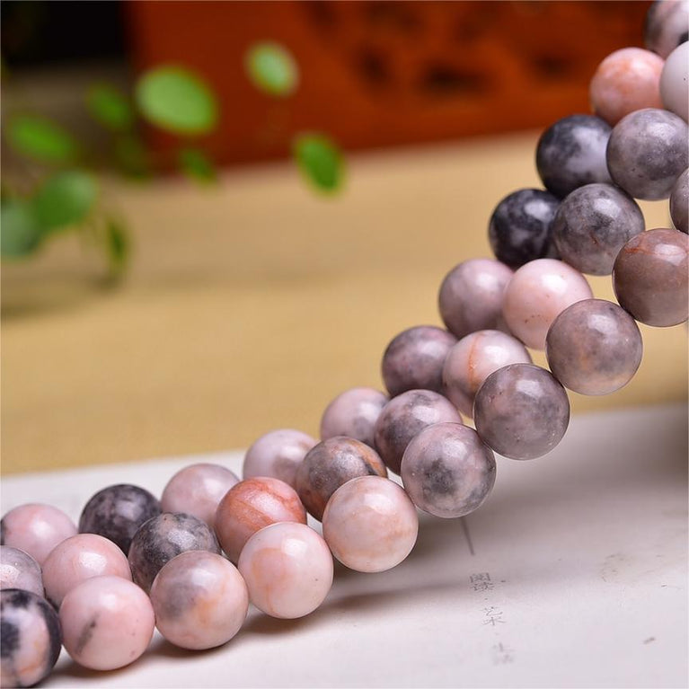 Natural Pink Zebra Round Beads Strands Loose Beads Jewelry DIY Bracelets