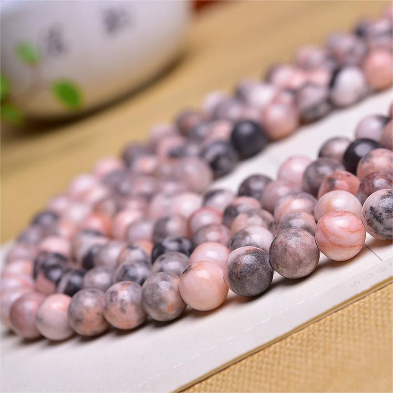 Natural Pink Zebra Round Beads Strands Loose Beads Jewelry DIY Bracelets