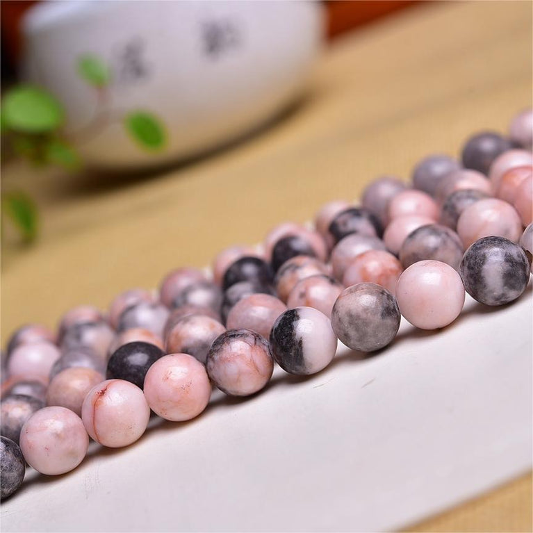 Natural Pink Zebra Round Beads Strands Loose Beads Jewelry DIY Bracelets