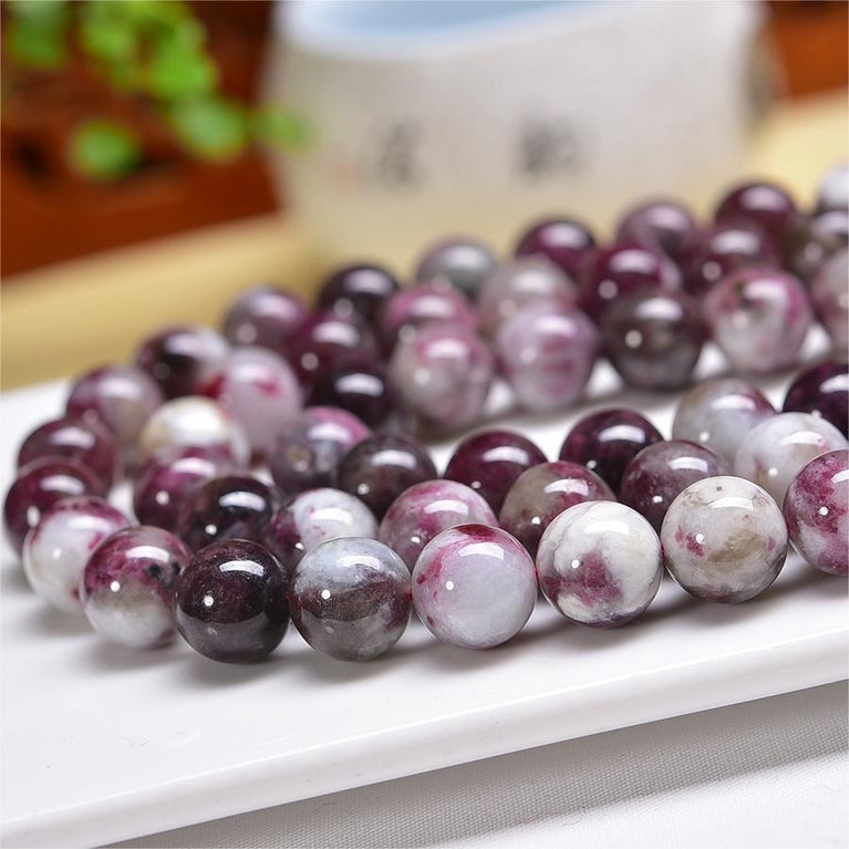 Natural Pink Tourmaline Round Beads Strands Loose Beads Jewelry DIY Bracelets