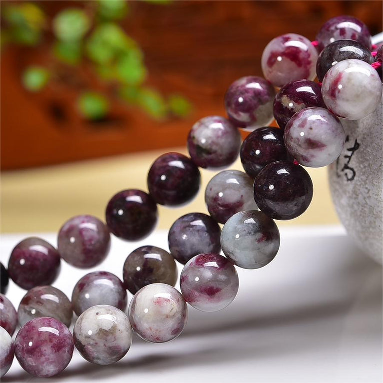 Natural Pink Tourmaline Round Beads Strands Loose Beads Jewelry DIY Bracelets