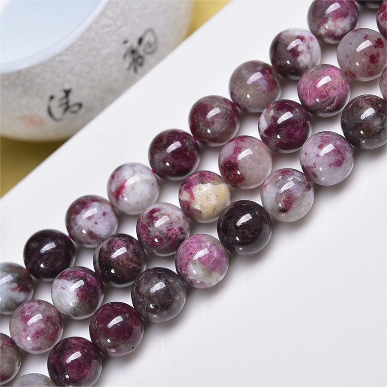 Natural Pink Tourmaline Round Beads Strands Loose Beads Jewelry DIY Bracelets