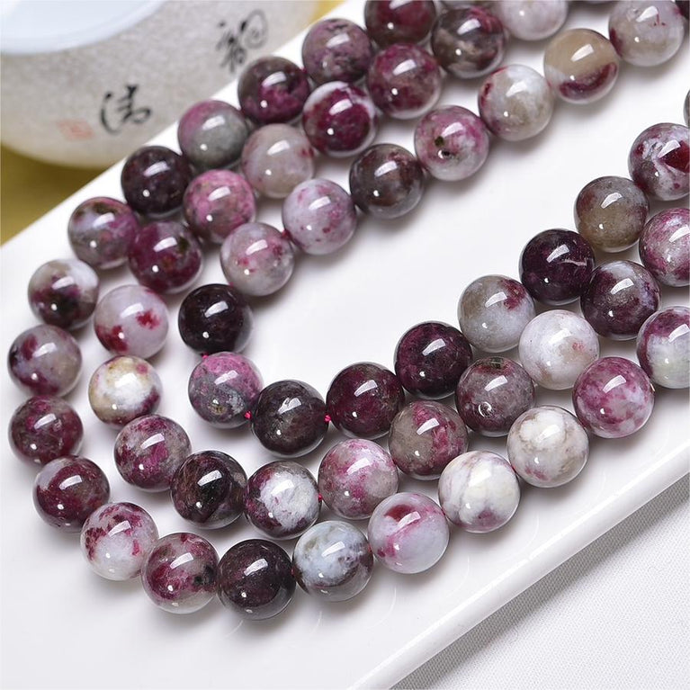 Natural Pink Tourmaline Round Beads Strands Loose Beads Jewelry DIY Bracelets