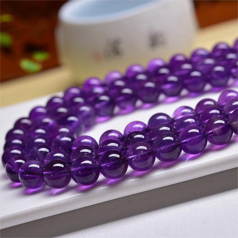 Natural Amethyst Round Beads Strands Loose Beads Jewelry DIY Bracelets