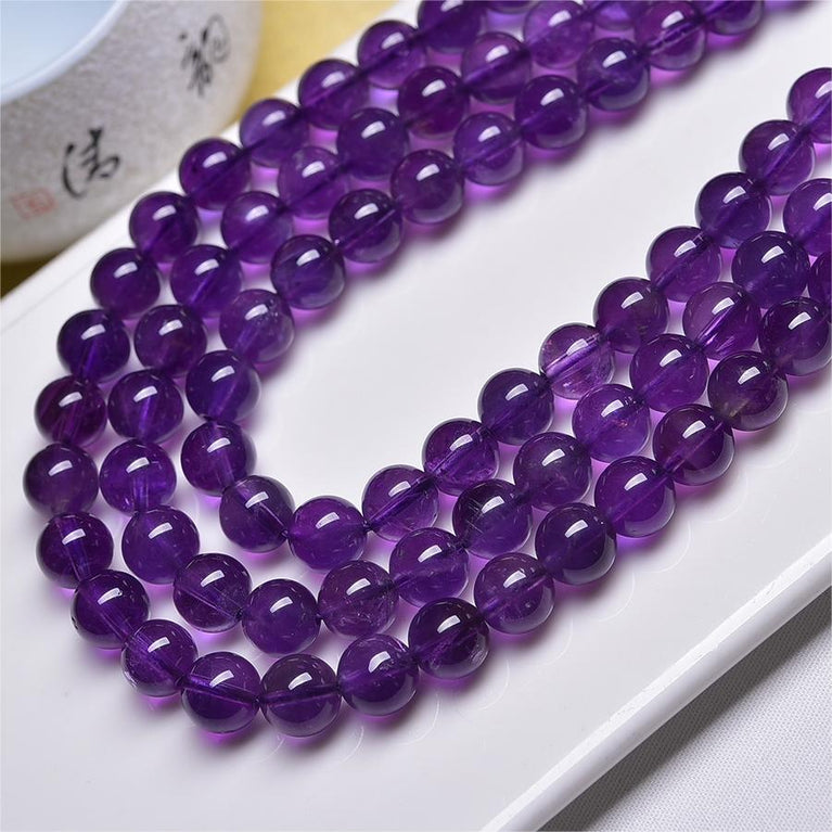 Natural Amethyst Round Beads Strands Loose Beads Jewelry DIY Bracelets