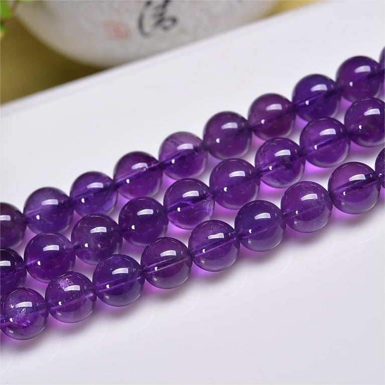 Natural Amethyst Round Beads Strands Loose Beads Jewelry DIY Bracelets