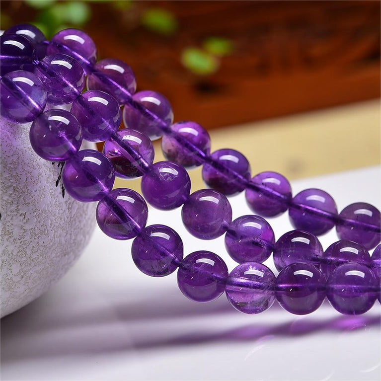 Natural Amethyst Round Beads Strands Loose Beads Jewelry DIY Bracelets