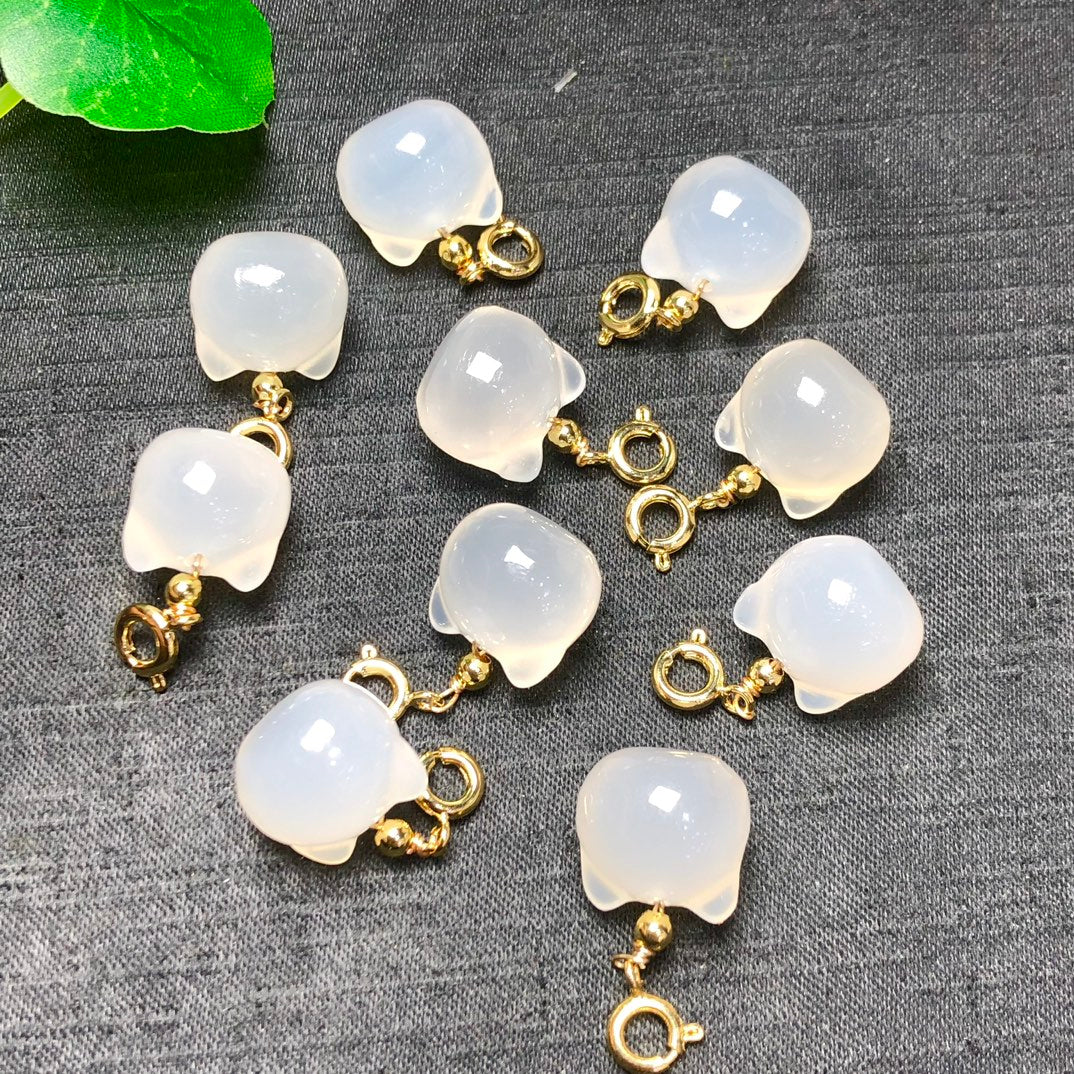 Natural White Agate Cat Head Jewelry Charms Pendants
