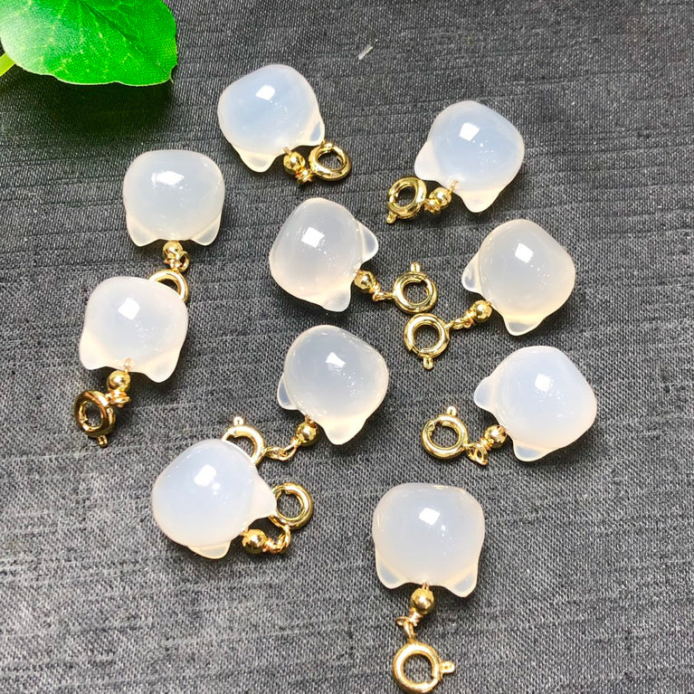 Natural White Agate Cat Head Jewelry Charms Pendants