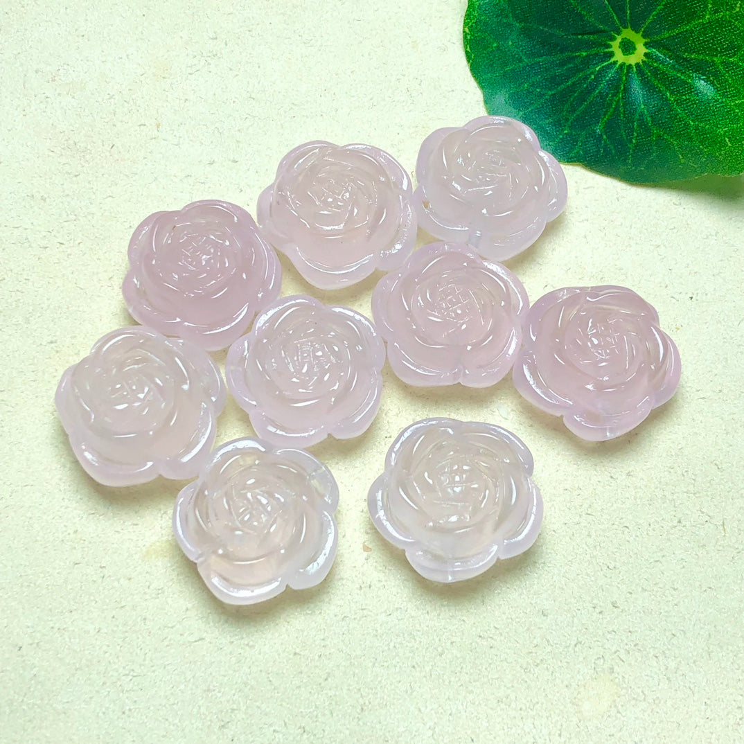 Natural Rose Quartz Peony Jewelry Charms