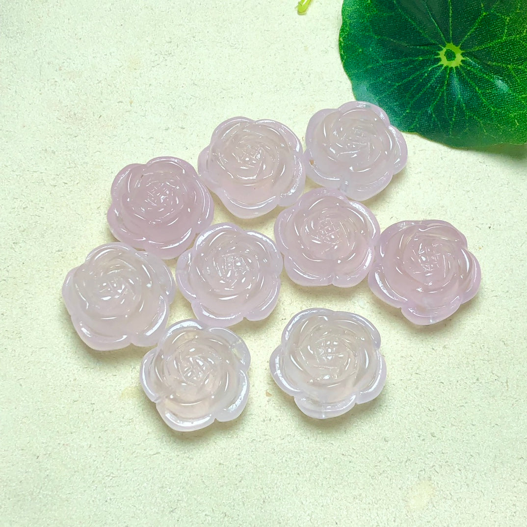 Natural Rose Quartz Peony Jewelry Charms