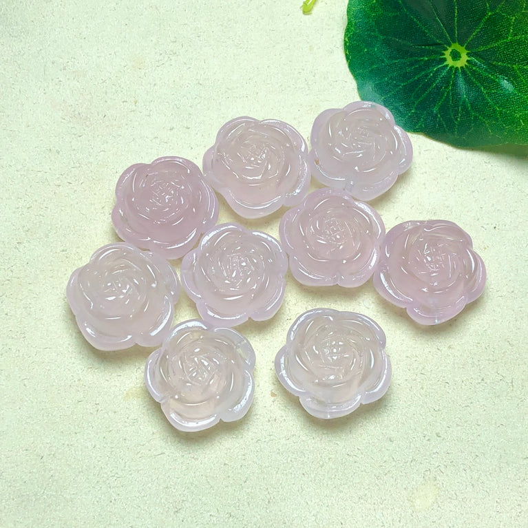 Natural Rose Quartz Peony Jewelry Charms Mini Carvings Confetti