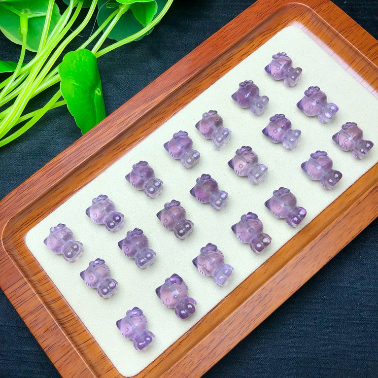 Natural Amethyst Drilled Hello Kitty Jewelry Charms