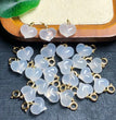 Natural White Agate Puffy Heart Jewelry Charms Pendants