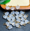 Natural White Agate Puffy Heart Jewelry Charms Pendants