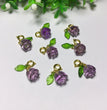 Natural Amethyst Rose Flower Jewelry Charms Pendants