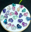 Natural Fluorite Puffy Heart Jewelry Charms Mini Carvings Confetti