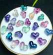 Natural Fluorite Puffy Heart Jewelry Charms Mini Carvings Confetti