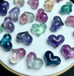 Natural Fluorite Puffy Heart Jewelry Charms Mini Carvings Confetti