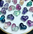 Natural Fluorite Puffy Heart Jewelry Charms Mini Carvings Confetti