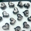 Natural Silver Obsidian Puffy Heart Jewelry Charms Mini Carvings Confetti