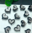 Natural Silver Obsidian Puffy Heart Jewelry Charms Mini Carvings Confetti