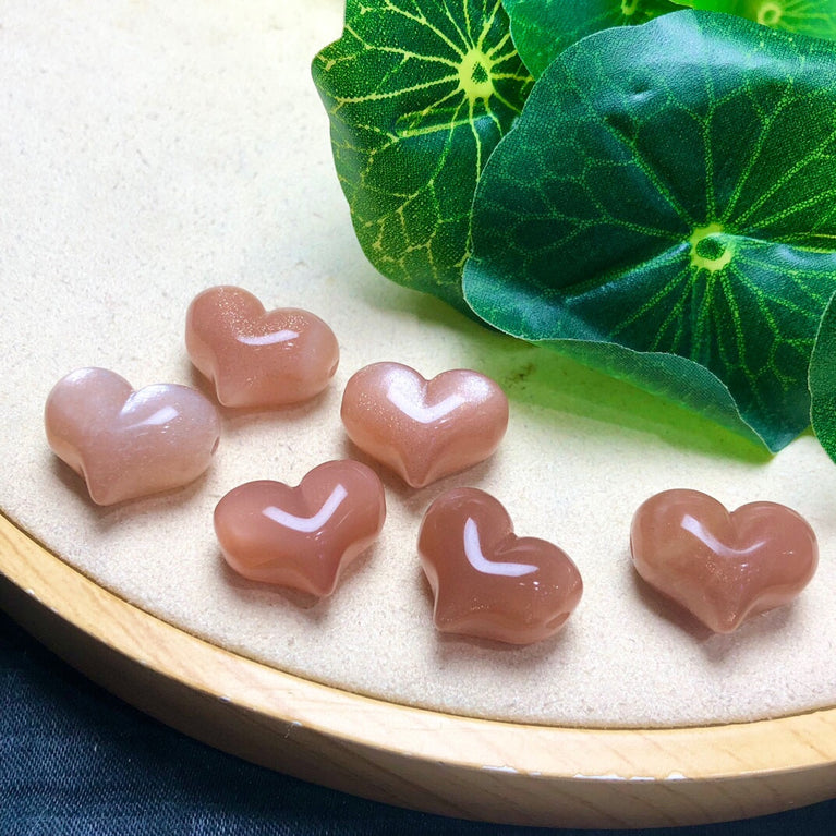 Natural Golden Sunstone Puffy Heart Jewelry Charms Mini Carvings Confetti