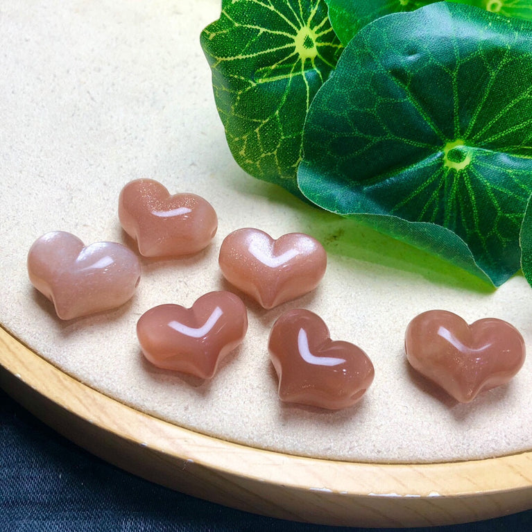 Natural Golden Sunstone Puffy Heart Jewelry Charms Mini Carvings Confetti