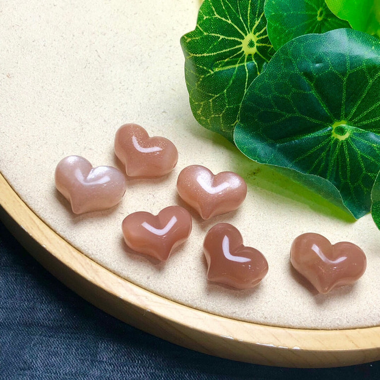 Natural Golden Sunstone Puffy Heart Jewelry Charms Mini Carvings Confetti