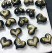 Natural Golden Sheen Obsidian Puffy Heart Jewelry Charms Mini Carvings Confetti