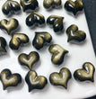 Natural Golden Sheen Obsidian Puffy Heart Jewelry Charms Mini Carvings Confetti